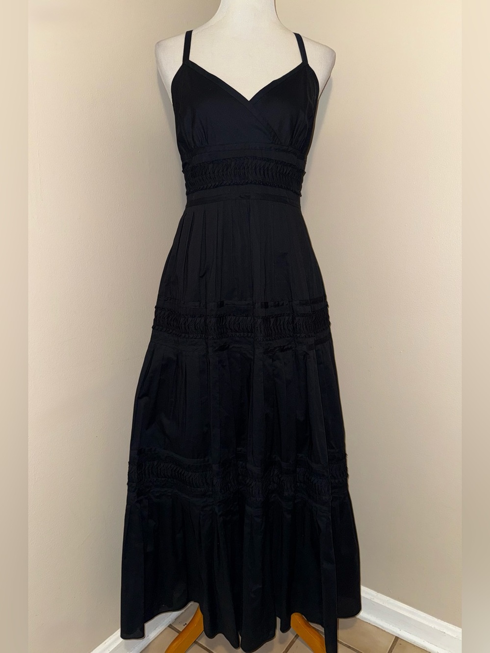 Vintage Lauren Ralph Lauren Black Tiered Maxi Dress,Size-16